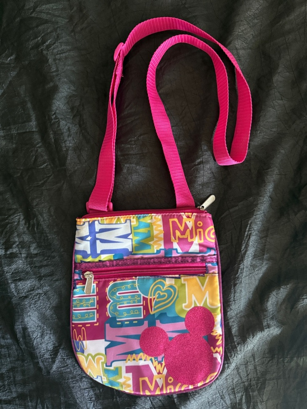 Disney Hot Pink Multicolor Mickey Crossbody Bag